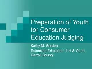 Preparation of Youth for Consumer Education Judging