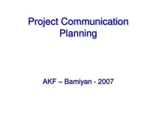 Project Communication Planning