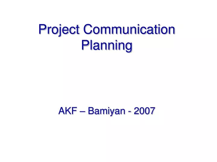 project communication planning