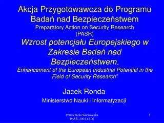 jacek ronda ministerstwo nauki i informatyzacji