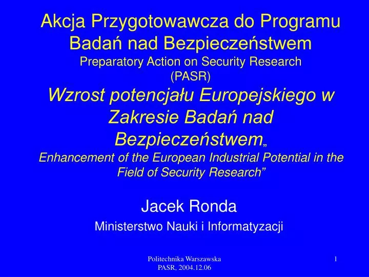 jacek ronda ministerstwo nauki i informatyzacji