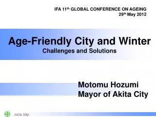 Age-Friendly City and Winter Challenges and Solutions
