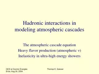 Hadronic interactions in modeling atmospheric cascades