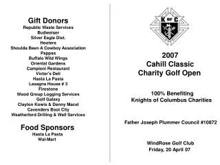 2007 Cahill Classic Charity Golf Open