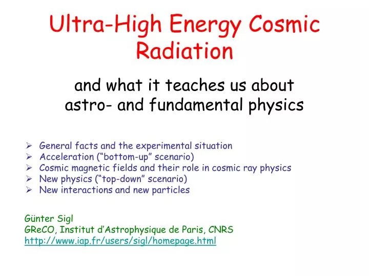 ultra high energy cosmic radiation