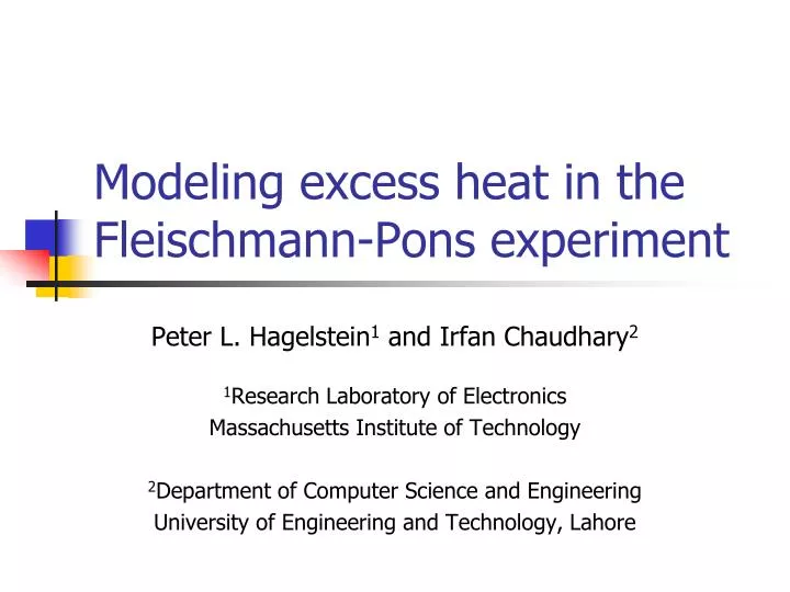 modeling excess heat in the fleischmann pons experiment