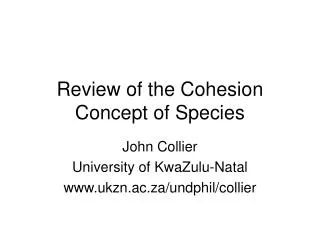 Review of the Cohesion Concept of Species