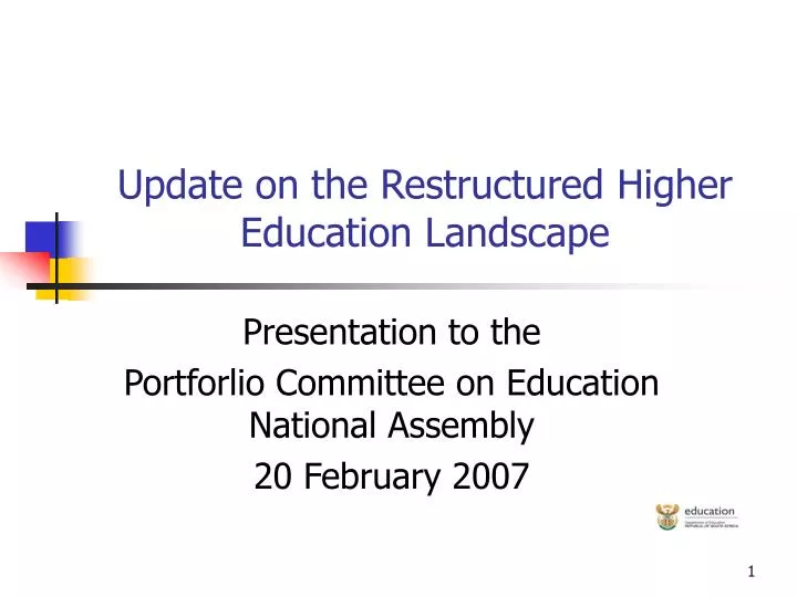 update on the restructured higher education landscape