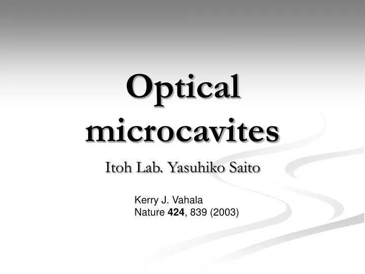 optical microcavites