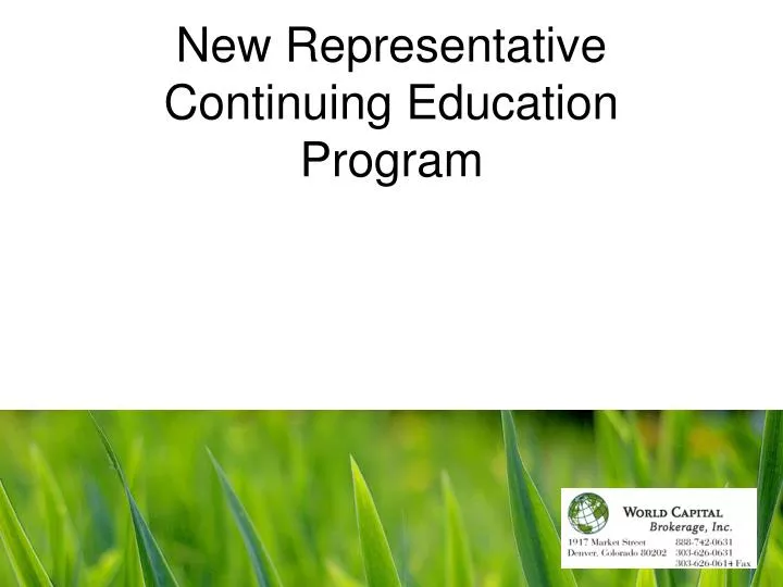 new representative continuing education program