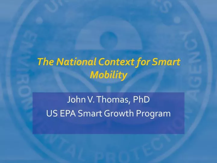 the national context for smart mobility
