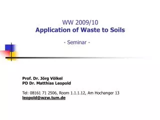 WW 2009/10 Application of Waste to Soils