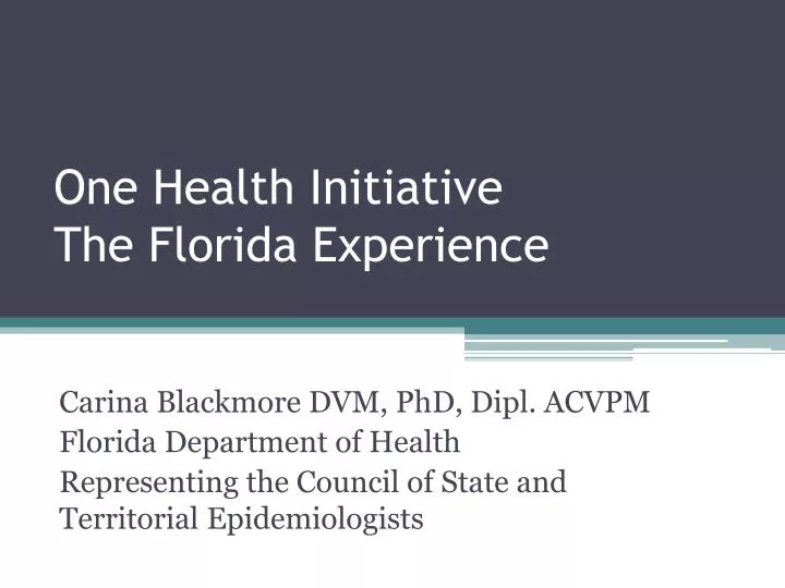 one health initiative the florida experience