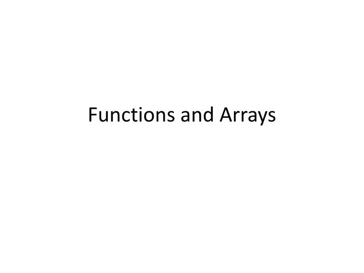 functions and arrays