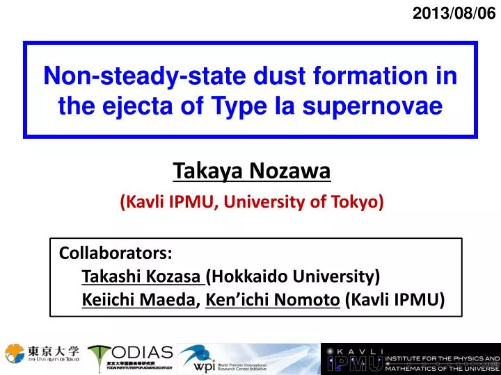 non steady state dust formation in the ejecta of type ia supernovae