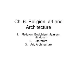 Ch. 6. Religion, art and Architecture
