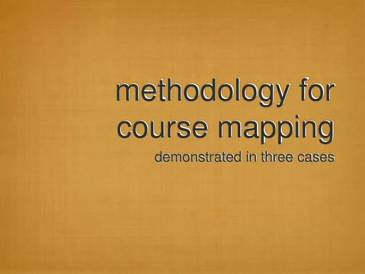 methodology for course mapping