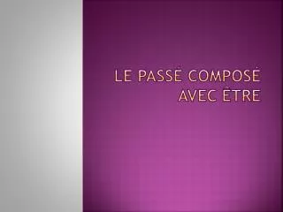 le pass compos avec tre