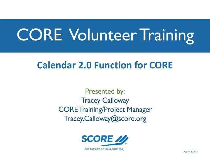 core volunteer training