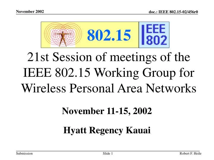 21st session of meetings of the ieee 802 15 working group for wireless personal area networks