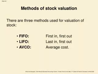 Methods of stock valuation