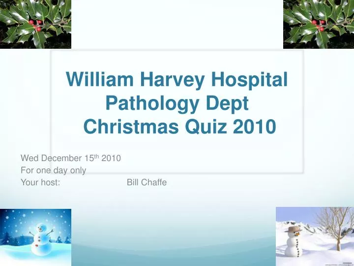 william harvey hospital pathology dept christmas quiz 2010