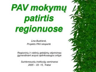 pav mokym patirtis regionuose