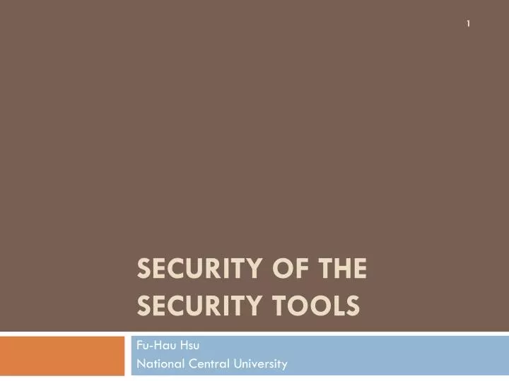 security of the security tools