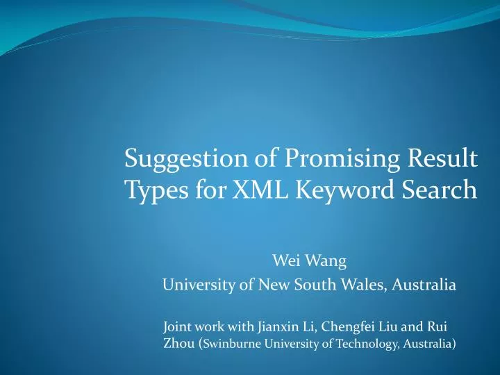 suggestion of promising result types for xml keyword search