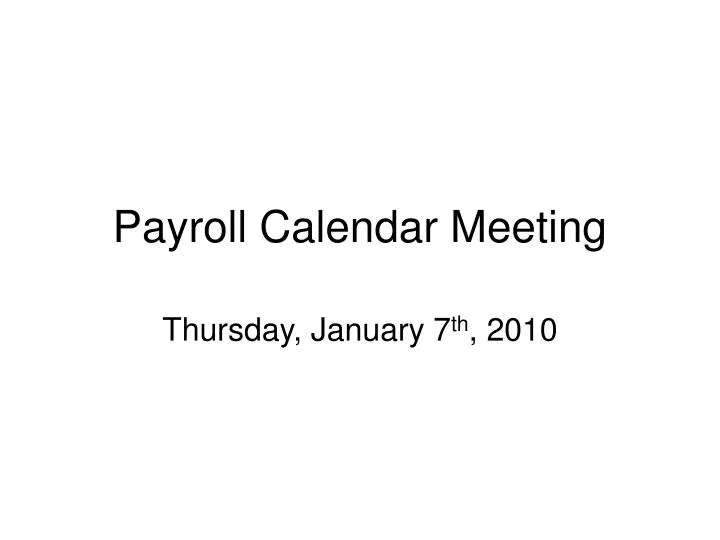 payroll calendar meeting