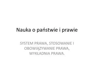 nauka o pa stwie i prawie