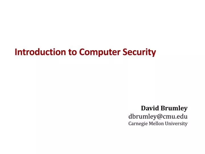 introduction to computer security