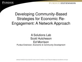 Developing Community-Based Strategies for Economic Re-Engagement: A Network Approach