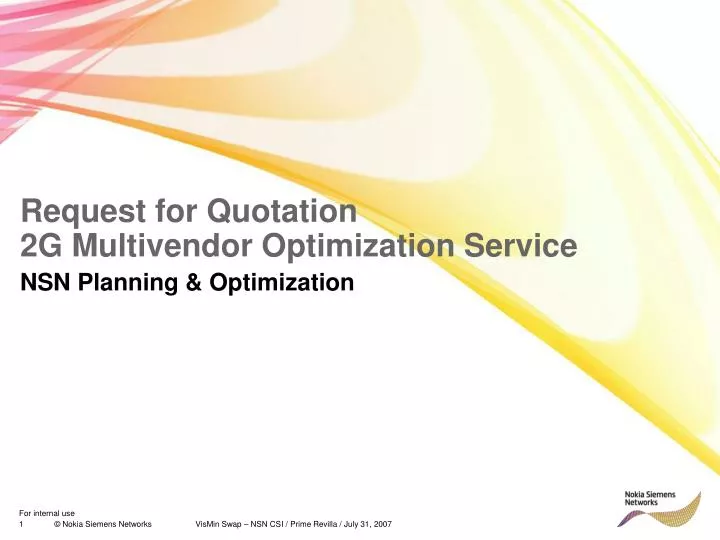 request for quotation 2g multivendor optimization service