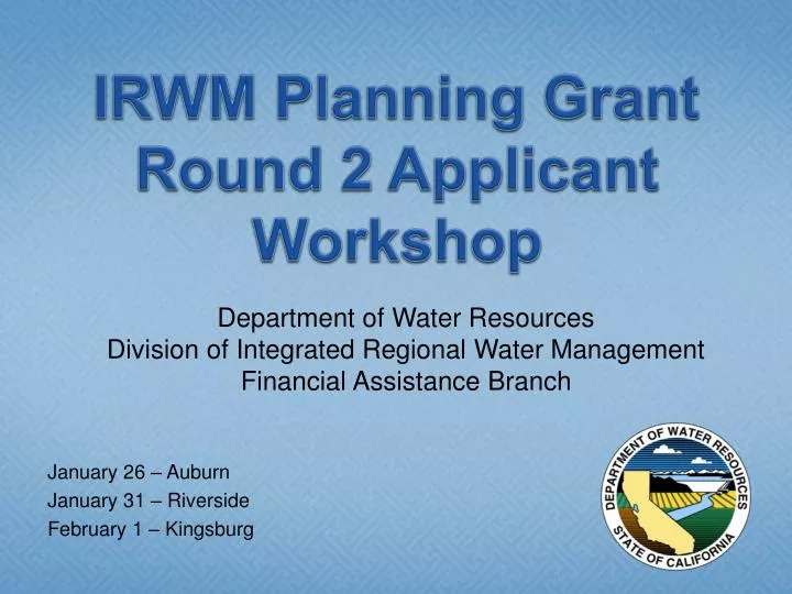 irwm planning grant round 2 applicant workshop