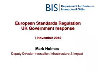 European Standards Regulation UK Government response 7 November 2012