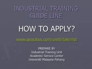 INDUSTRIAL TRAINING GUIDE LINE