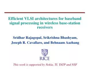 Efficient VLSI architectures for baseband signal processing in wireless base-station receivers