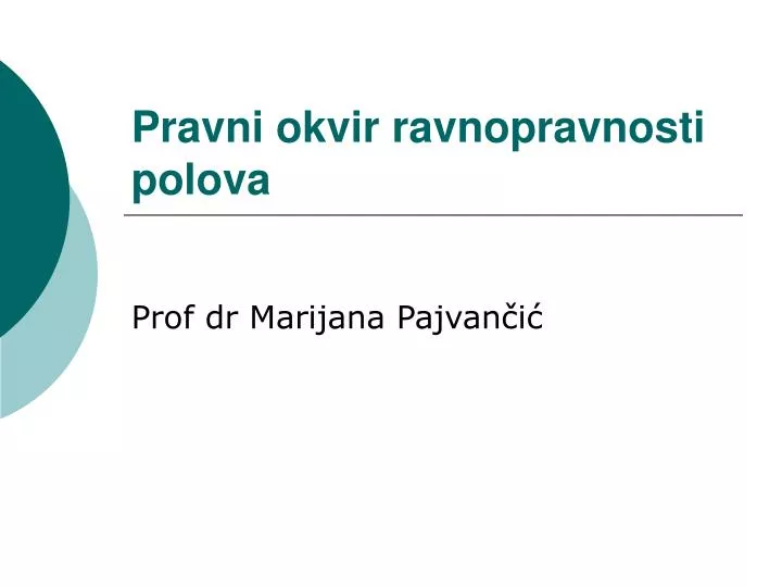 pravni okvir ravnopravnosti polova