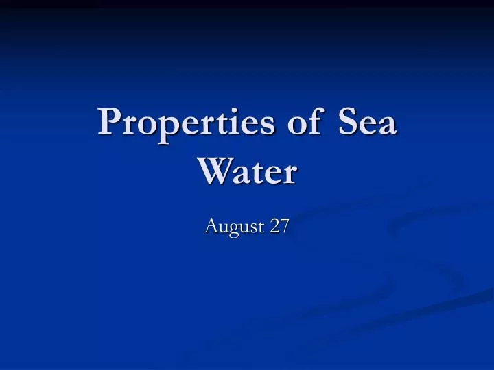 properties of sea water