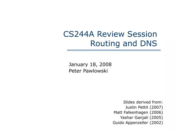 cs244a review session routing and dns