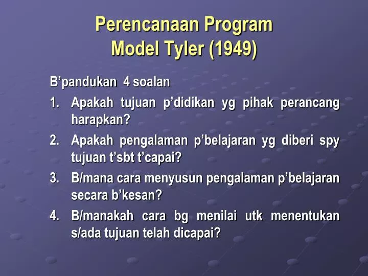 perencanaan program model tyler 1949