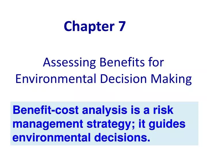 assessing benefits for environmental decision making