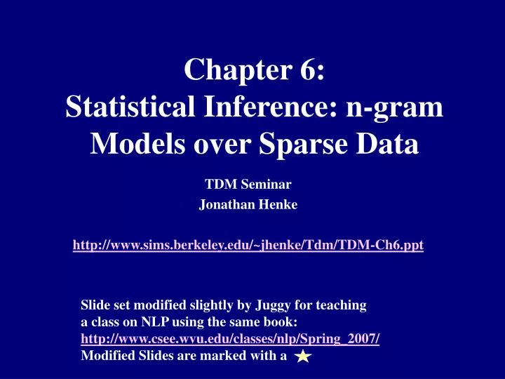 chapter 6 statistical inference n gram models over sparse data