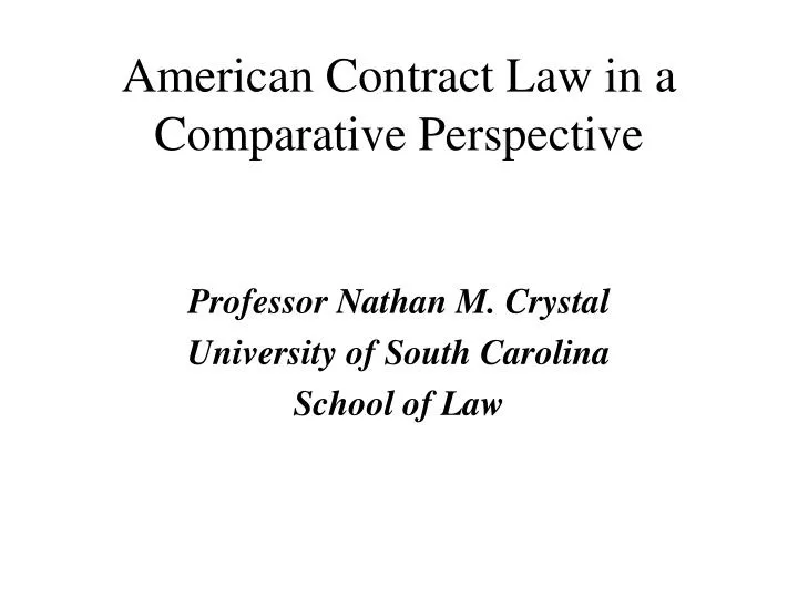 american contract law in a comparative perspective