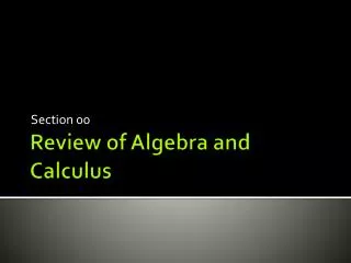 Review of Algebra and Calculus