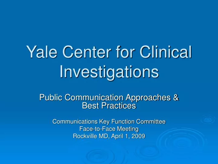 yale center for clinical investigations