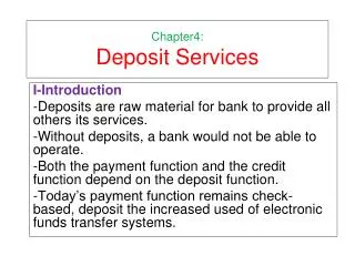 Chapter4: Deposit Services