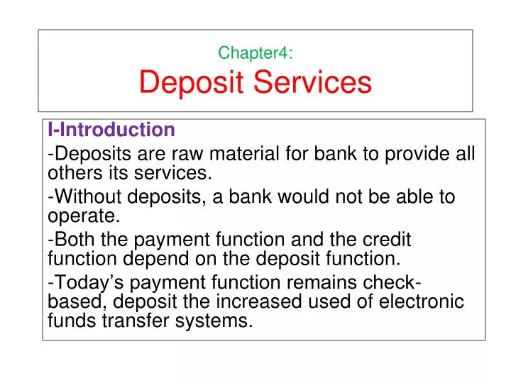 chapter4 deposit services