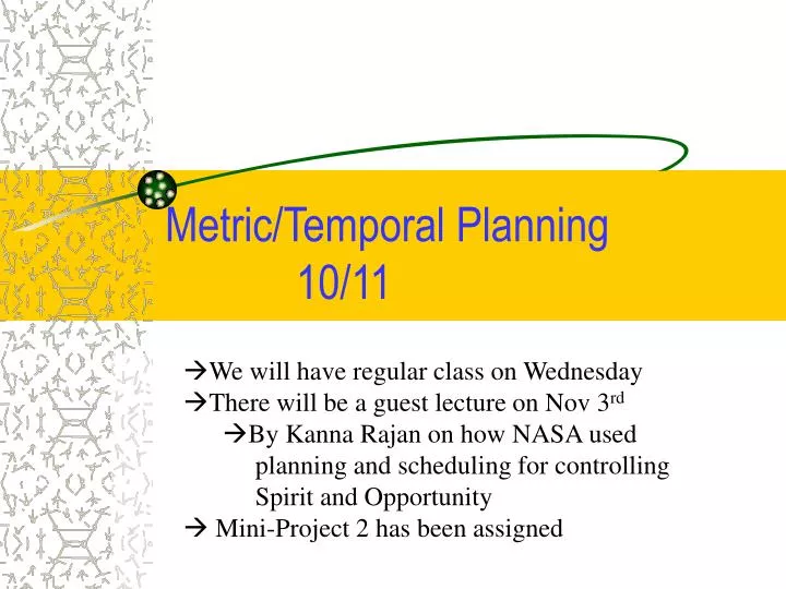 metric temporal planning 10 11